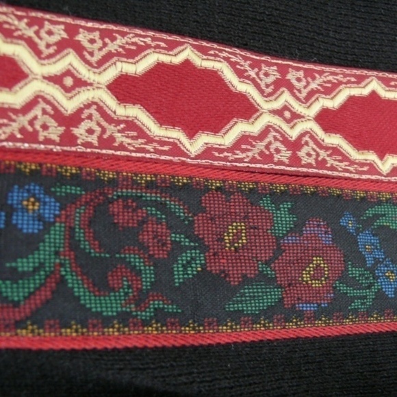 Carole Little Sweater Small Ribbon Black Knit Cardigan Boho - Picture 4 of 8